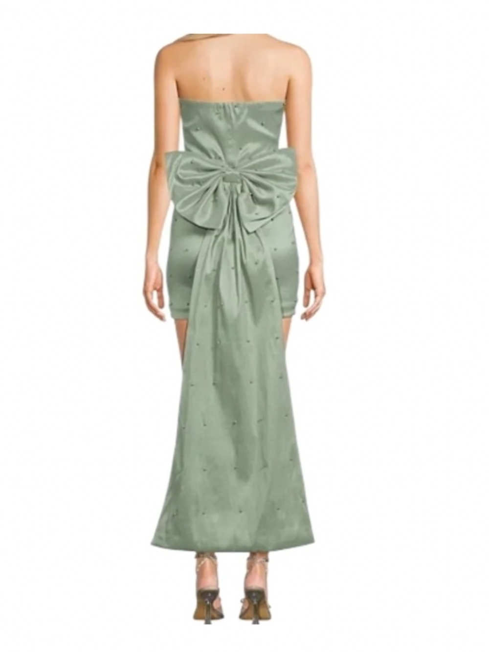 Allison Kelly Floral Printed Strapless Bow Back Homecoming Dress Womens